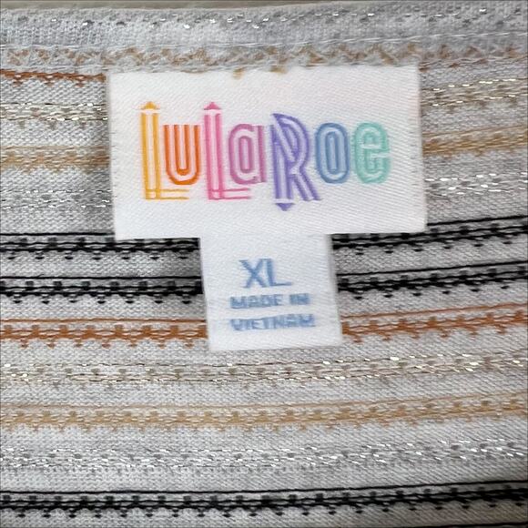 NWT Lularoe Irma High Low Tunic Top Gray With Metallic Chevron Stripes Size XL - Picture 5 of 8